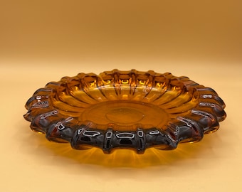 Large Vintage 1940s Solid Heavy Round Amber Blenko Fostoria Ashtray - 1