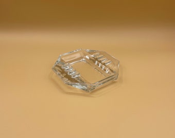 Vintage Mid Century Modern Art Nouveau Art Deco Clear Octagon Ashtray