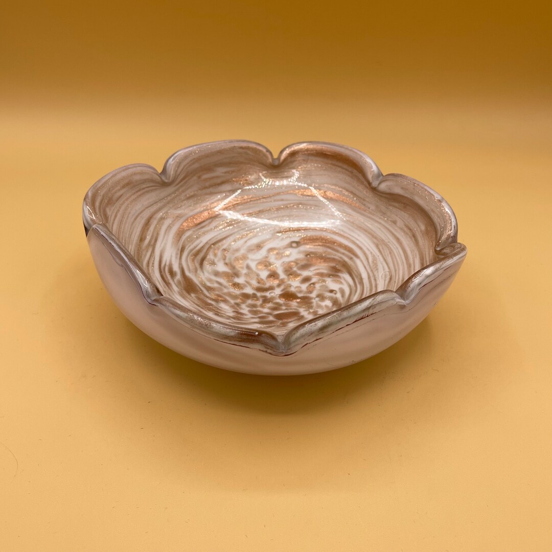 Mid Century Modern Murano Glass Heavy Italian Ashtray Bowl With