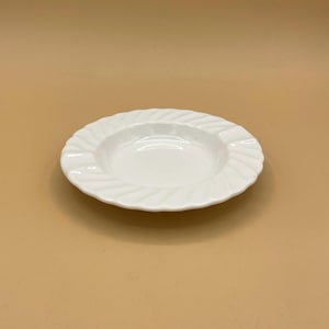 Vintage Mid Century Modern White Glaze Ceramic Round Ashtray