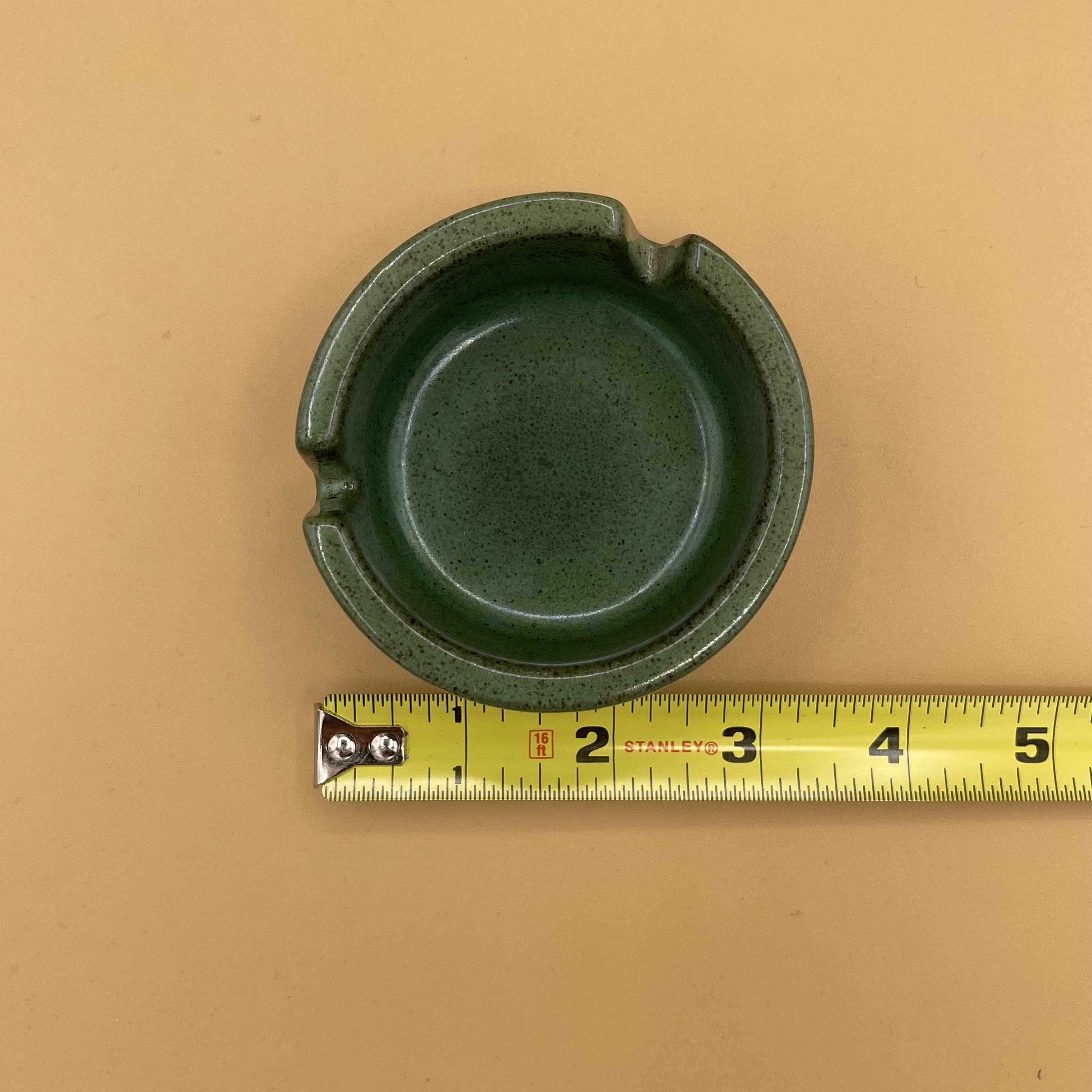 Small Tiny Green Round Pottery Ceramic Vintage Ashtray Etsy