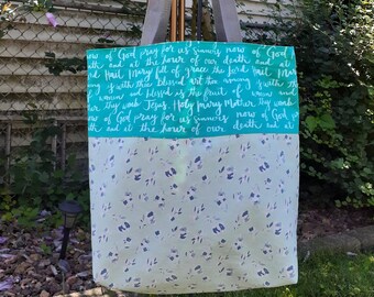 Hail Mary Prayer Tote Bag/ Virgin Mary/Catholic Prayers