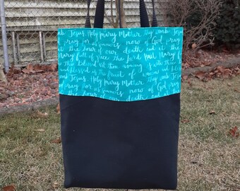 Hail Mary Prayer Tote Bag/ Virgin Mary/Catholic Prayers