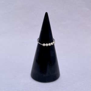 Sterling silver minimalist satin finish bead meditation fidget ring handmade