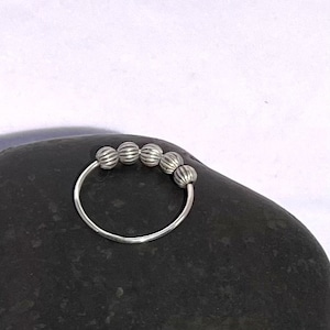 Sterling silver minimalist oxidized bead meditation fidget ring handmade
