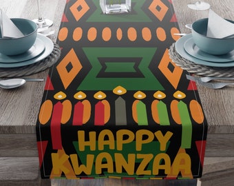 Happy Kwanzaa Kinara Table Runner in two sizes