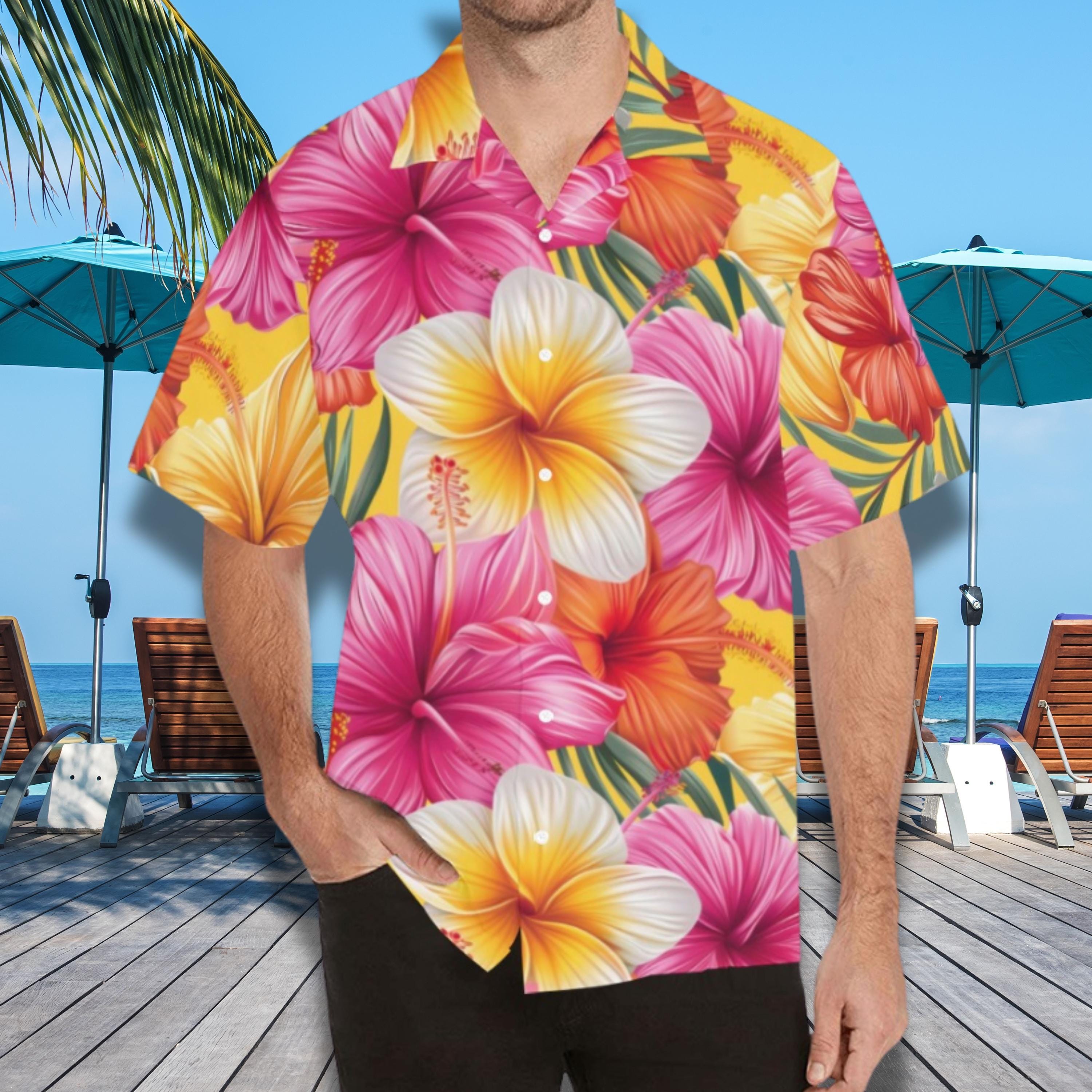 Couple Waipio Set In Pink Hibiscus Vine White - Hawaii Hangover