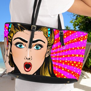Pop Art Comic Girl Blonde Shoulder Bag Purse Tote, Cartoon Pocketbook, Pop Art Purse, Comic Tote, Retro Comic Handbag, Vintage Comic Bag