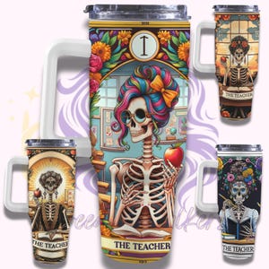 Personalisierte Lehrer Skelett Tarot Karte 40 Unzen Becher für Paraprofessionals Erzieher Tutoren Professoren Geschenke