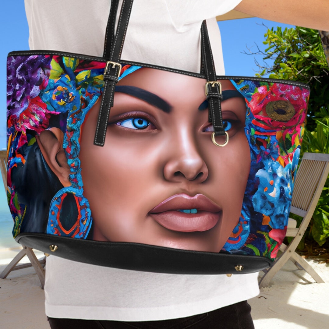 Pop Art Afrocentric Large Shoulder Bag, Boho Woman, Melanin Purse Tote