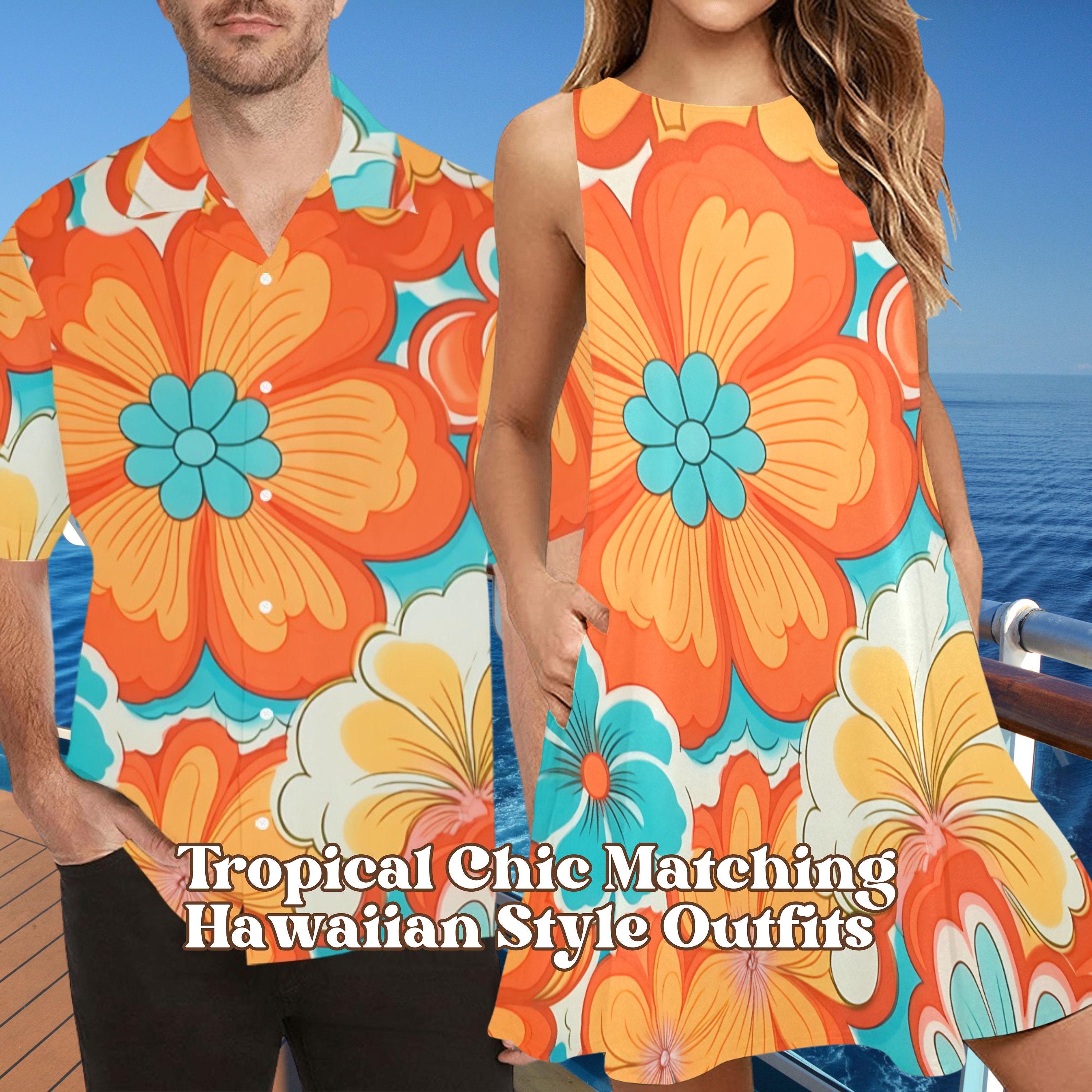 Hawaiian Dresses And Shirts To Match Men Floral Garden Hawaiian