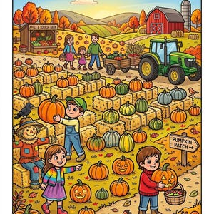 Hojas para colorear y buscar del Festival de la Cosecha: Actividad de fiesta de otoño (Descarga digital)
