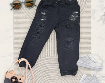 2T Navy Distressed Jogger Style Pants