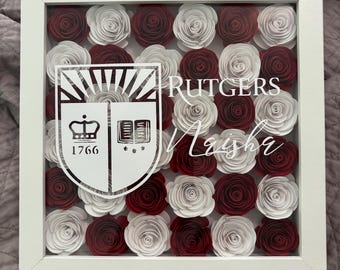 Custom College Paper Flower Shadowbox Hanging Wall Decor For Dorms