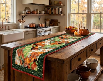 Pumpkin Harvest Table Runner – One-of-a-Kind Fall Centerpiece table setting decor home decor kitchen dining room