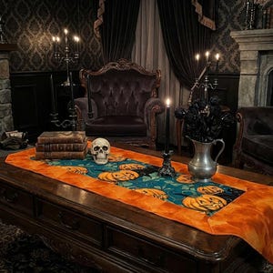 Handmade Fall & Halloween Table Runner Set gothic  table setting decor home decor accents kitchen dining room