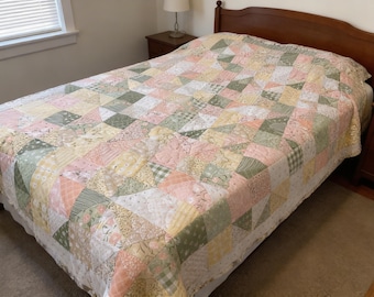 Handmade Floral Patchwork Quilt Throw  comforter bedspread duvet gift idea