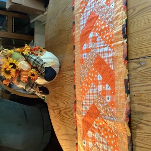 Handmade Autumn Leaves Quilted Table Runner - Reversible, Double-sided ...
