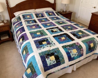 Couette moderne double face sur et à l'arrière Couette papillon - Jeté en coton patchwork coloré, idée cadeau couvre-lit couette pour lit double