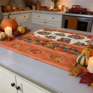 Fall Table Centerpiece - Black and White with Orange Pumpkins, Scarecrow Fabric  table setting decor home decor accents kitchen dining room