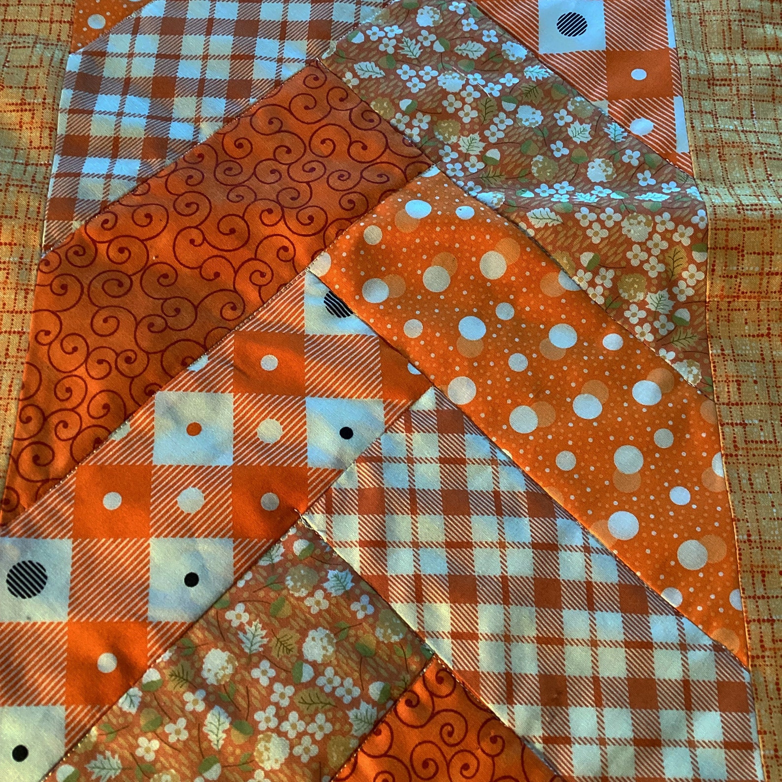 Handmade Autumn Leaves Quilted Table Runner - Reversible, Double-sided ...