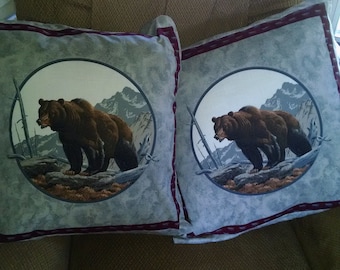 Pair of bear decorative pillows throw pillows home decor