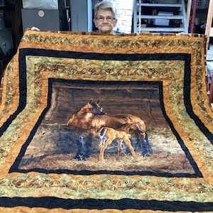 Whispering Equine Harmony Quilt – Handmade Full/ throw Blanket Inspired by Love and Loss&quot;