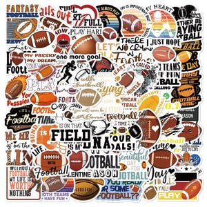 50/100Pcs Rugby Football Stickers Pack, Cartoon Sports Stickers,Kids Favors, DIY Creative Stickers,Waterproof Notebook Skateboard Stickers