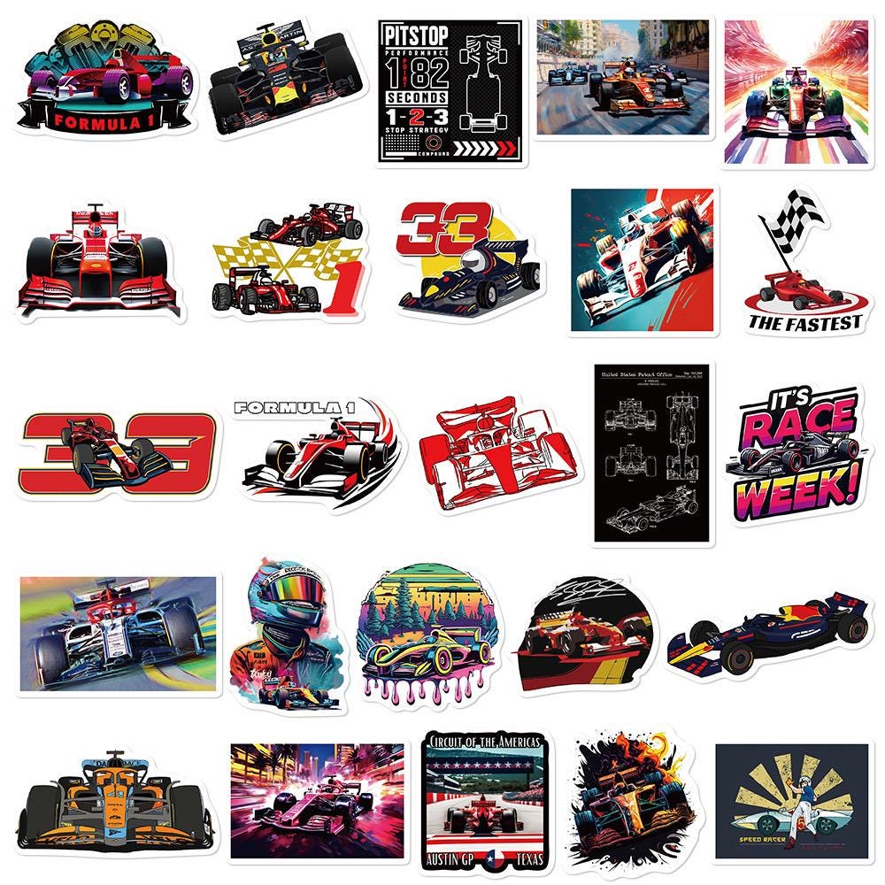 F1 Sticker Set F1 Racing Car Stickers: 50 Pcs Vinyl Waterproof Decals - Etsy Australia