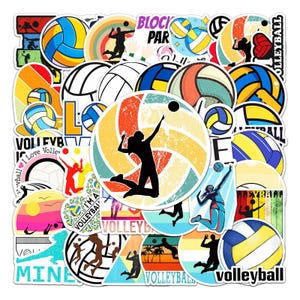 Paquete de 50 pegatinas de dibujos animados de voleibol, pegatinas para entusiastas del voleibol, pegatinas creativas para cuadernos y patinetas a prueba de agua