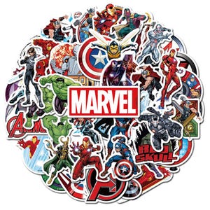 50 stuks Iron Man Avengers, Spider Man-stickerspakket, gunsten voor kinderfeestjes, DIY creatieve stickers, waterdichte notebook-skateboardstickers