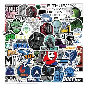 50Pcs/set Cartoon Hacker Stickers Pack,Computer Master Stickers,Internet Expert Stickers,DIY Creative Waterproof Notebook Stickers