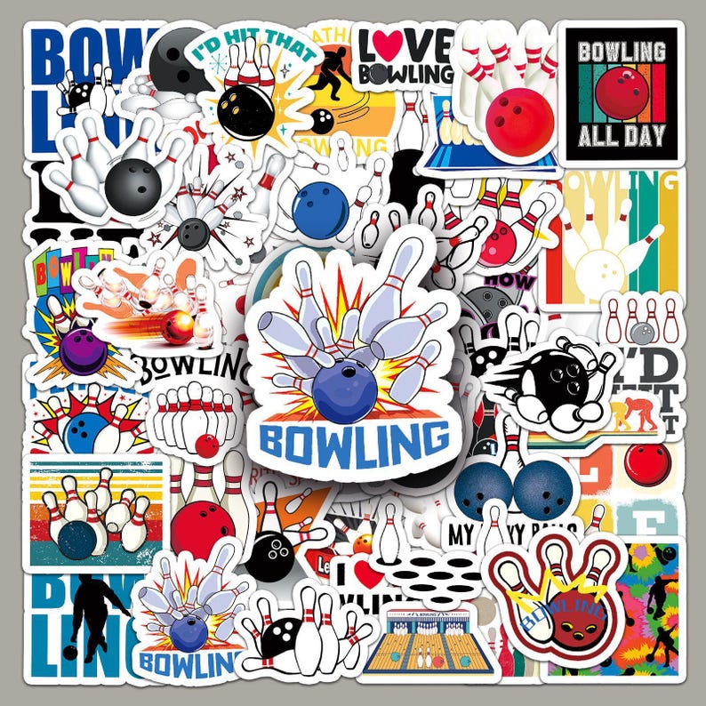 Bowling Stickers Pack: 50 Pcs Waterproof Vinyl Decals - Etsy