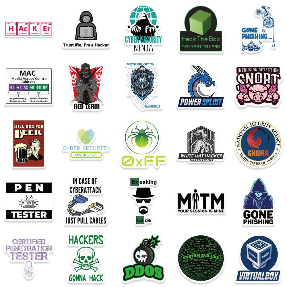 Cartoon Hacker Stickers Pack: DIY Creative Waterproof Vinyl Decals (50 ...