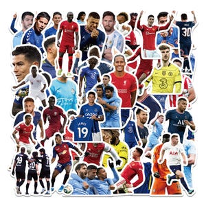 50/54Pcs World Cup Star Stickers, Q-Version Football Star Stickers Pack, Kids Favors, DIY Creative Stickers, Waterproof Notebook Stickers