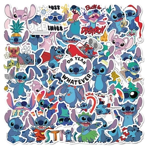 50Pcs/Set Cute Lilo Stitch Stickers Pack,Cartoon Animation Stickers，DIY Creative Stickers,Trunk Notebook Stickers，Children's Christmas gifts