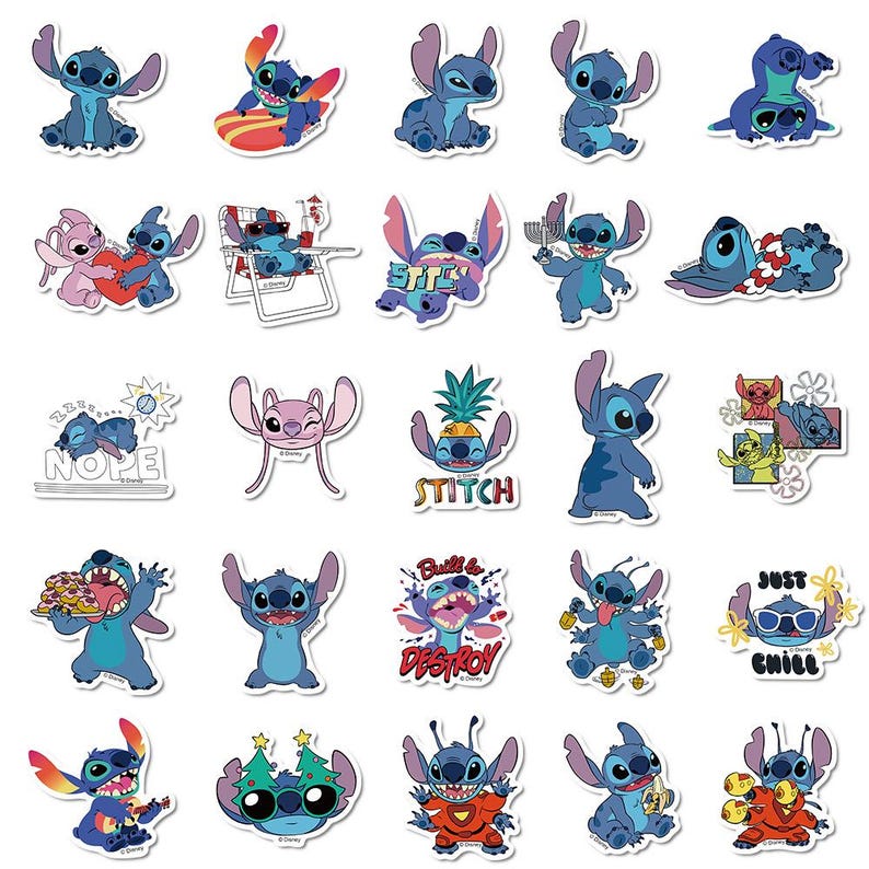 Cartoon Lilo Stitch Stickers Pack:diy Creative Waterproof Vinyl Decal ...