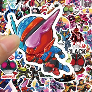 50Pcs/set Cartoon Animation Kamen Rider Stickers Pack, Animated movie stickers,Christmas Favors,Waterproof DIY Creative Notebook Stickers