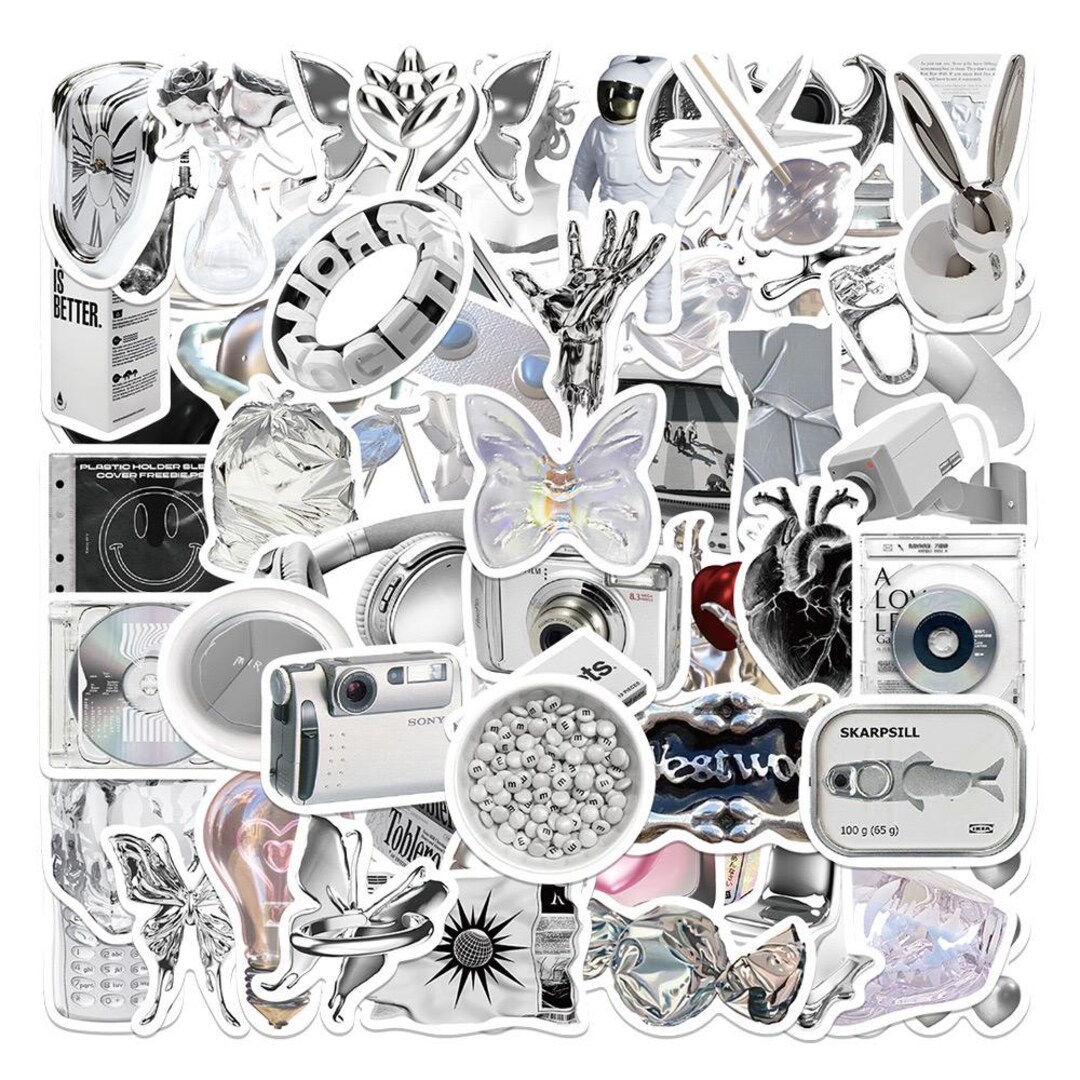 Minimalist Silver Stickers: Waterproof Vinyl Decals (66 Pcs/set) - Etsy