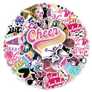 50Pcs/set Cartoon Cheerleading Team Stickers Pack,Cheer Girl Stickers,Christmas Favors,Creative Stickers,Waterproof Trunk Notebook Stickers