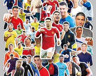 Pack d'autocollants Superstar du football C.Ronaldo : autocollants créatifs DIY en vinyle imperméable (50/52/102 pièces)