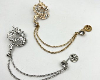 Spilla a forma di drago fatta a mano: spilla da colletto con nappa di strass