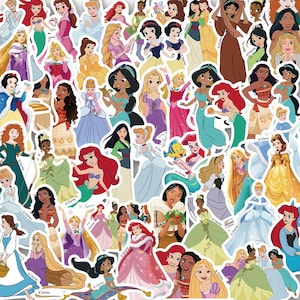 50 Pcs/set Cartoon Cute Princess Series Stickers Pack, Kids Party Favors, DIY Creative Stickers, Waterproof Notebook Skateboard Stickers