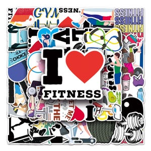 50Pcs/set Fitness Sports Stickers Pack,Gym Exercise Stickers,Gym Life Stickers,DIY Creative Waterproof Notebook Skateboard Stickers