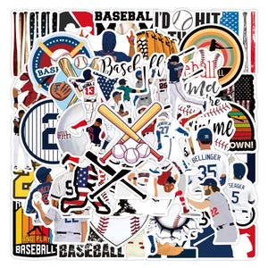 50/100 Pcs/set Baseball Sports Stickers, Baseball Boys Favors, Baseball Star Stickers, DIY Creative Stickers，Waterproof Notebook Stickers