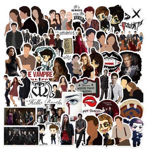 50Pcs/set American TV Series The Vampire Diaries Stickers Pack, Cartoon Stickers ,Classic TV Series Stickers, DIY Creative Notebook Stickers
