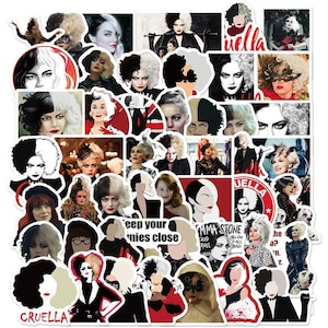 50Pcs/set Popular Movie Cruella Stickers Pack,Creative Cartoon Animation Stickers,Christmas Favors,Waterproof DIY Trunk Notebook Stickers