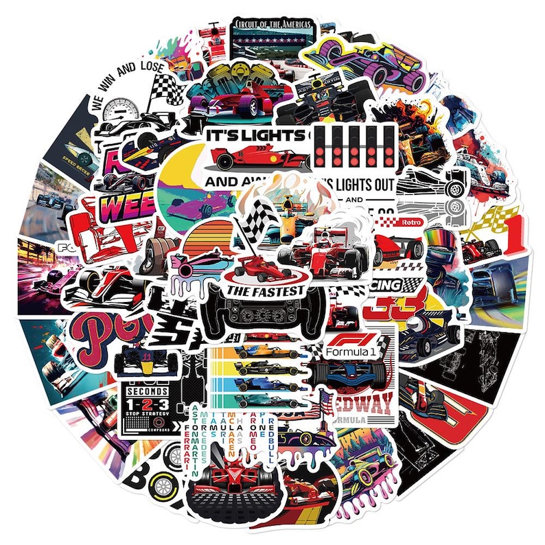F1 Racing Car Stickers: 50 Pcs Vinyl Waterproof Decals - Etsy Australia