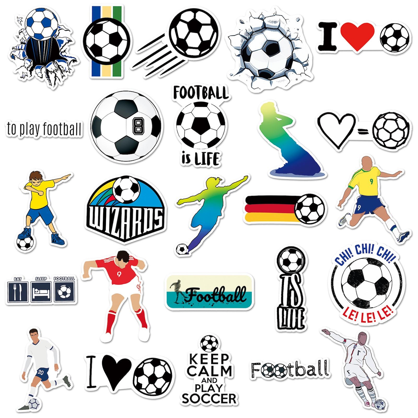 Football Sticker Pattern Football Stickers Pack: Waterproof Vinyl Decals for Laptop, Skateboard ...