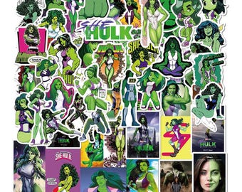 Adesivi supereroi della serie TV americana She Hulk: adesivi in vinile impermeabili fai da te (52 pezzi/set)